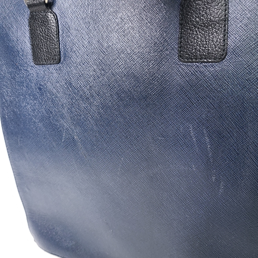 LR Paris Two-Tone Navy Blue Black Vintage Tote Bag - Picture 8 of 12